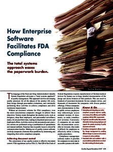 How Enterprise Software Facilitates FDA Compliance The total systems approach eases