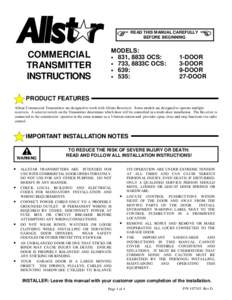 READ THIS MANUAL CAREFULLY BEFORE BEGINNING COMMERCIAL TRANSMITTER INSTRUCTIONS