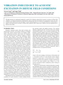 VIBRATION INDUCED DUE TO ACOUSTIC EXCITATION IN DIFFUSE FIELD CONDITIONS Naveen Garg1,2 and Sagar Maji2 1 Apex  Level Standards & Industrial Metrology Division, CSIR - National Physical Laboratory, New Delhi, India