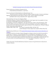 Southern Campaign American Revolution Pension Statements & Rosters Pension Application of Abraham Chapline R13134 Transcribed and annotated by C. Leon Harris VA