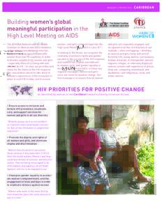 WO M E N ’ S P RI O R I T I E S  CA R I B B E A N Building women’s global meaningful participation in the