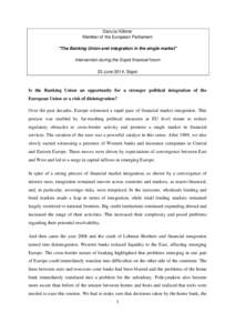 Banking Union Debate Sopot 18 June 2014