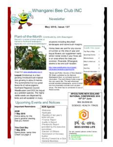 Whangarei Bee Club INC Newsletter Ma y 2016, Issue 1 37 Plant-of-the-Month Contributed by John Beauregard Second in a series of short articles of