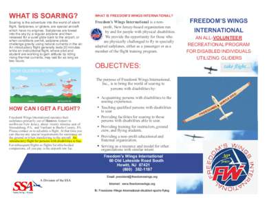 WHAT IS SOARING?  Soaring is the adventure into the world of silent flight. Sailplanes, or gliders, are special aircraft which have no engines. Sailplanes are towed into the sky by a regular airplane and then