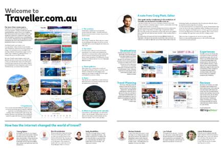 Welcome to  A note from Craig Platt, Editor This week marks a milestone in the evolution of Traveller as we launch traveller.com.au -