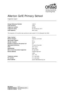 PROTECT - INSPECTION: (Report for sign off, 381838, Allerton CofE Primary School) Type=QA, DocType=Inspection Report, Inspection=381838, ISPUniqueID=