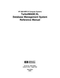 HP 3000 MPE/iX Computer Systems TurboIMAGE/XL Database Management System