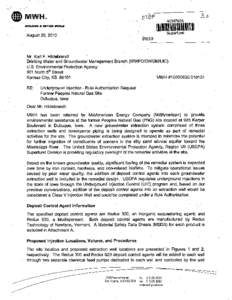 Memorandum transmitting the Underground Injection Control Rule Authorization Request