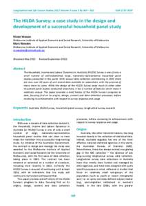 Longitudinal and Life Course Studies 2012 Volume 3 Issue 3 Pp 369 – 381  ISSN[removed]The HILDA Survey: a case study in the design and development of a successful household panel study