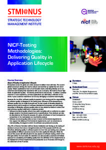 STMI@NUS STRATEGIC TECHNOLOGY MANAGEMENT INSTITUTE NICF-Testing Methodologies: