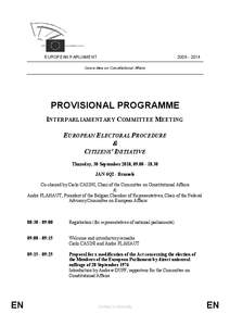 [removed]EUROPEAN PARLIAMENT Committee on Constitutional Affairs  PROVISIONAL PROGRAMME