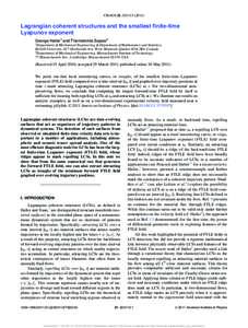 CHAOS 21, Lagrangian coherent structures and the smallest finite-time Lyapunov exponent George Haller1 and Themistoklis Sapsis2 1