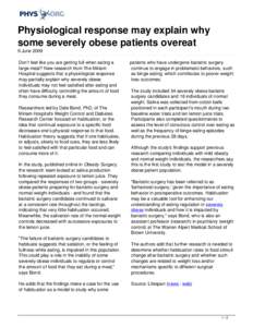 Physiological response may explain why some severely obese patients overeat