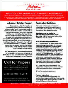 PA Advocacy Scholars Application 2015