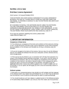 SortSite: v5.0 or later End-User Licence Agreement EULA versionissued OctoberTHIS SOFTWARE END-USER LICENCE AGREEMENT IS A LEGAL AGREEMENT BETWEEN YOU AND US. PLEASE READ IT CAREFULLY BEFORE USING THIS SOFT