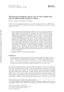 Housing / Poverty / Mixed-income housing / New Urbanism / Chicago Housing Authority / HOPE VI / Section 8 / Public housing / Henry Horner Homes / United States Department of Housing and Urban Development / Affordable housing / Urban decay