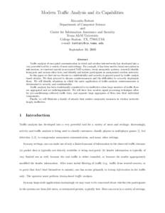 Modern Traffic Analysis and its Capabilities Riccardo Bettati Department of Computer Science and Center for Information Assurance and Security Texas A&M University