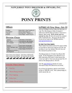 NEW JERSEY PONY BREEDERS & OWNERS, INC.  PONY PRINTS Summer[removed]NJPB&O All-Pony Show…July 29