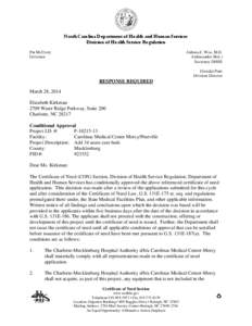 NC DHSR CON: Decision for Carolinas Medical Center Mercy/Pineville