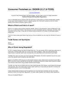 Water supply and sanitation in the United States / Environment / Persistent organic pollutants / Dioxins / Endocrine disruptors / Maximum Contaminant Level / Safe Drinking Water Act / Polychlorinated biphenyl / Incineration / Organochlorides / Chemistry / Pollution