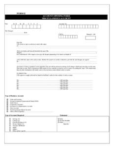 FORM E ACCOUNT OPENING FORM MISCELLANEOUS ACCOUNT Date  D D