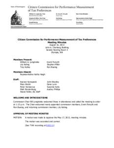 Citizen Commission for Performance Measurement of Tax Preferences State of Washington  E-mail: [removed]
