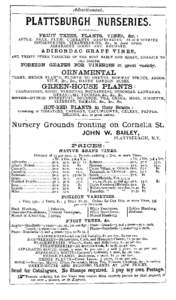 Advertisements.  PLATTSBURGH NURSERIES. FRUIT TREES, PLANTS, VINES, &c. : APPLE,