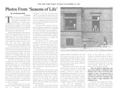 THE NEW YORK TIMES, SUNDAY, NOVEMBER 22, 1992  Photos From Seasons of Life By VIVIEN RAYNOR CLINTON HE picture accompanying this