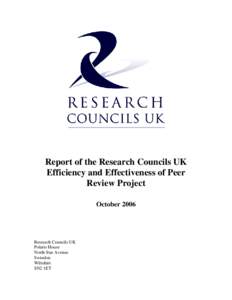 Report of the Research Councils UK Efficiency and Effectiveness of Peer Review Project