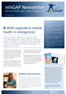 mhGAP Newsletter Mental Health Gap Action Programme December 2013 IN THIS ISSUE