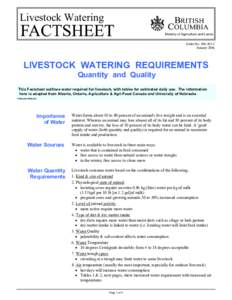 Livestock Watering Requirements - Quantity and Quality