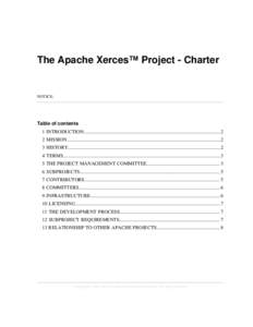 The Apache Xerces™ Project - Charter