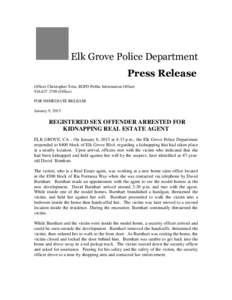 EGPD Press Release - Registered Sex Offender Arrested for Kidnapping