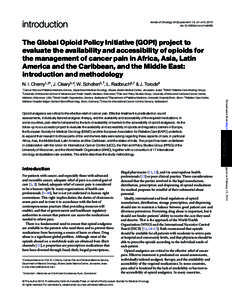 introduction  Annals of Oncology 24 (Supplement 11): xi7–xi13, 2013 doi:annonc/mdt498  The Global Opioid Policy Initiative (GOPI) project to