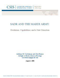 SADR AND THE MAHDI ARMY: Evolution, Capabilities, and a New Direction