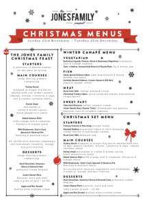 the  jones family project Christmas Menus Sunday 23rd November - Tuesday 23rd December