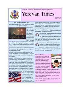 The U.S. Embassy Information Resource Center  Yerevan Times July-August, 2009 Volume 5, Issue 4