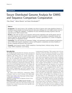 Zhang et al.  RESEARCH Secure Distributed Genome Analysis for GWAS and Sequence Comparison Computation