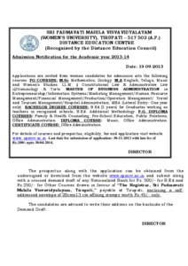 Sri Padmavati Mahila Visvavidyalayam / Andhra Pradesh / Tirupati / Bachelor of Education / Tirumala Tirupati Devasthanams / Tirumala Venkateswara Temple / States and territories of India / Association of Commonwealth Universities