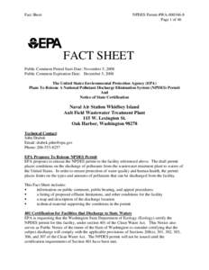 Fact Sheet for draft NPDES Permit for Naval Air Station Whidbey Island, Oak Harbor, Washington