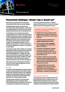 Briefing Procurement OctoberProcurement challenges - Should I stay or should I go?