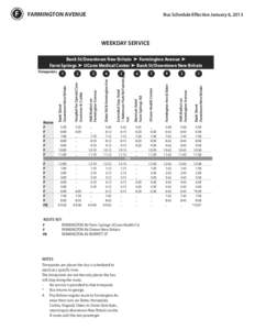 FARMINGTON AVENUE  Bus Schedule Effective January 6, 2013 WEEKDAY SERVICE