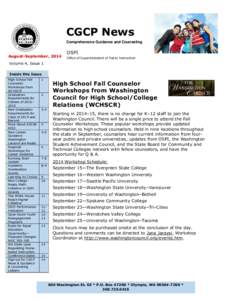 CGCP News Comprehensive Guidance and Counseling August-September, 2014  OSPI