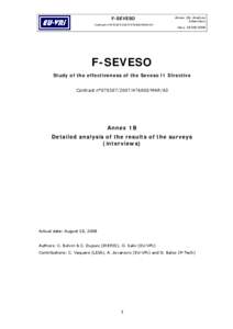 F-SEVESO Contract n°[removed][removed]MAR/A3 Annex 1B: Analysis Interviews Vers[removed]