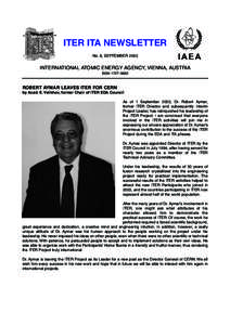 ITER ITA NEWSLETTER No. 8, SEPTEMBER 2003 INTERNATIONAL ATOMIC ENERGY AGENCY, VIENNA, AUSTRIA ISSN 1727–9852