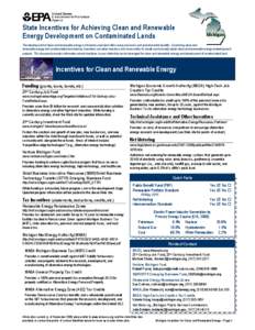 State Incentives for Achieving Clean and RenewableEnergy Development on Contaminated Lands fo Michigan