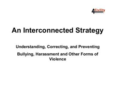 An Interconnected Strategy Understanding, Correcting, and Preventing Bullying, Harassment and Other Forms of Violence  Three Components of a Successful