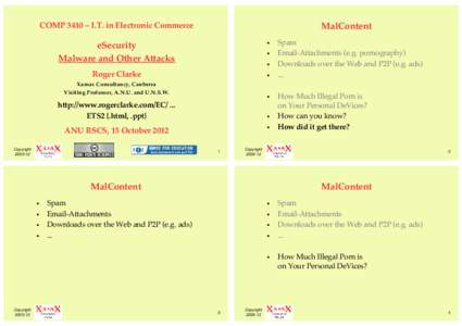 COMP 3410 – I.T. in Electronic Commerce  MalContent eSecurity Malware and Other Attacks