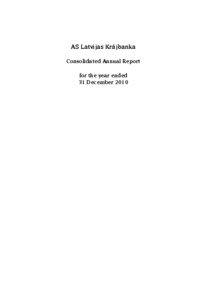 AS Latvijas Krājbanka Consolidated Annual Report for the year ended