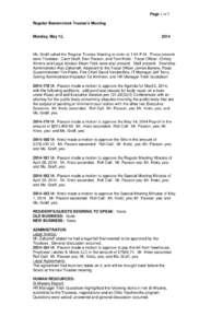 Page 1 of 5 Regular Beavercreek Trustee’s Meeting Monday, May 12,  2014